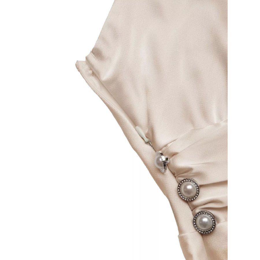 Satin V-Neck Maxi Dress Apparel and Accessories