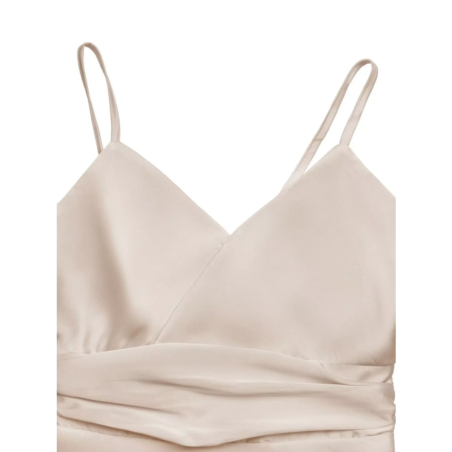 Satin V-Neck Maxi Dress Apparel and Accessories
