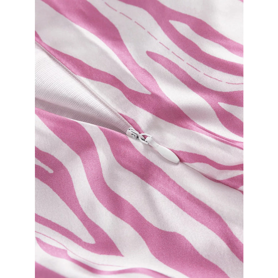 Satin Zebra Print Midi Skirt Apparel and Accessories