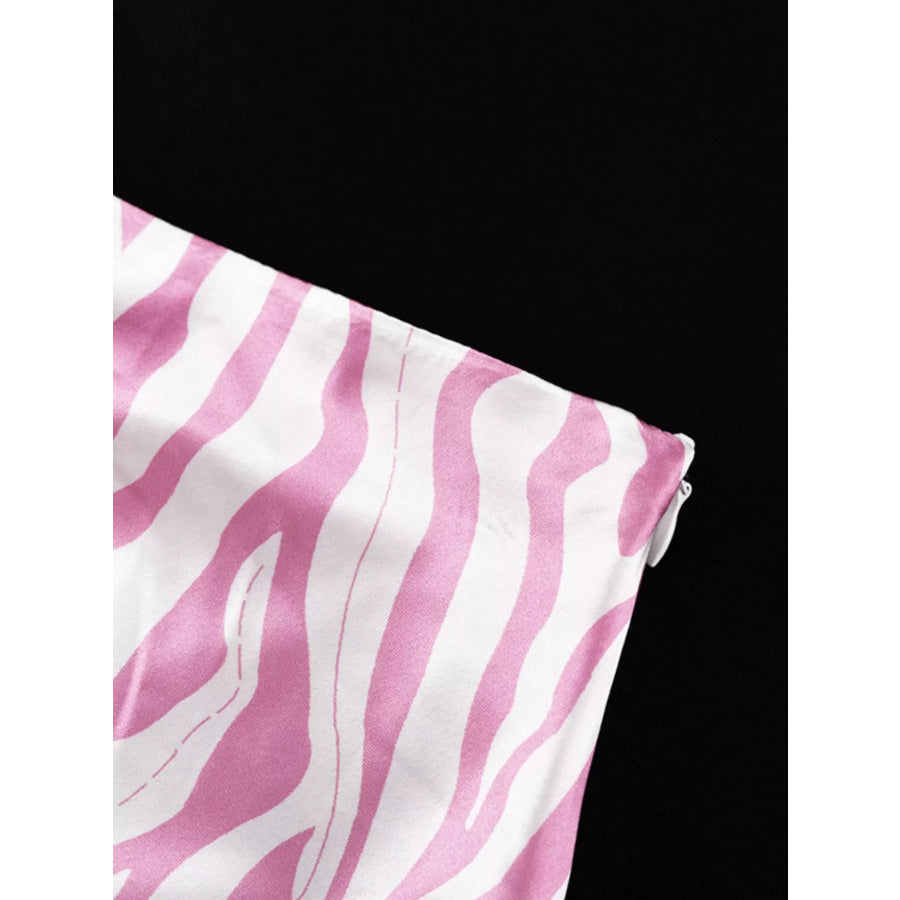 Satin Zebra Print Midi Skirt Apparel and Accessories