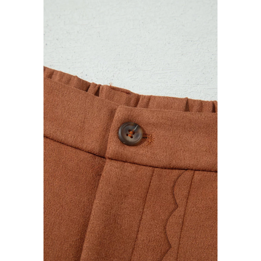 Scalloped Edge Pocket Full-Length Pants Apparel and Accessories