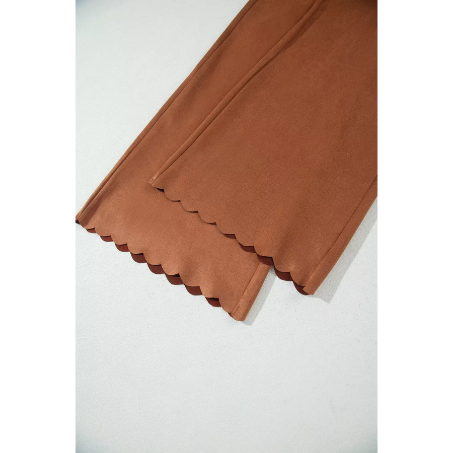 Scalloped Edge Pocket Full-Length Pants Apparel and Accessories