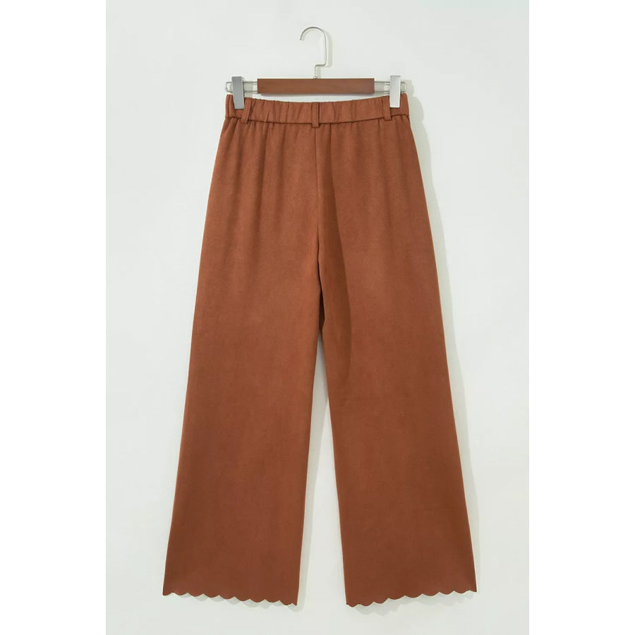 Scalloped Edge Pocket Full-Length Pants Apparel and Accessories