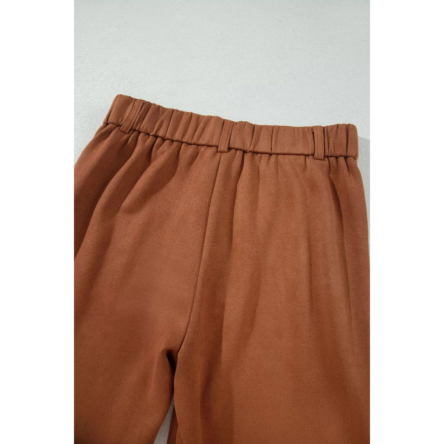 Scalloped Edge Pocket Full-Length Pants Apparel and Accessories