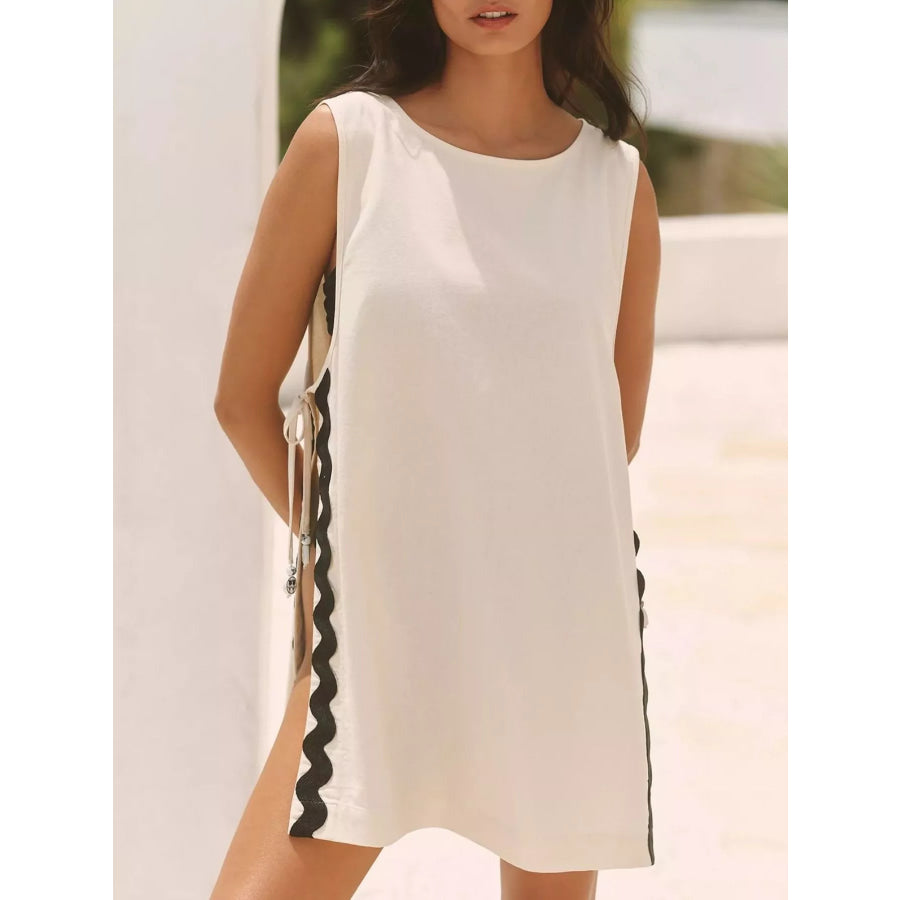 Scalloped Trim Sleeveless Cover-Up White / S Apparel and Accessories
