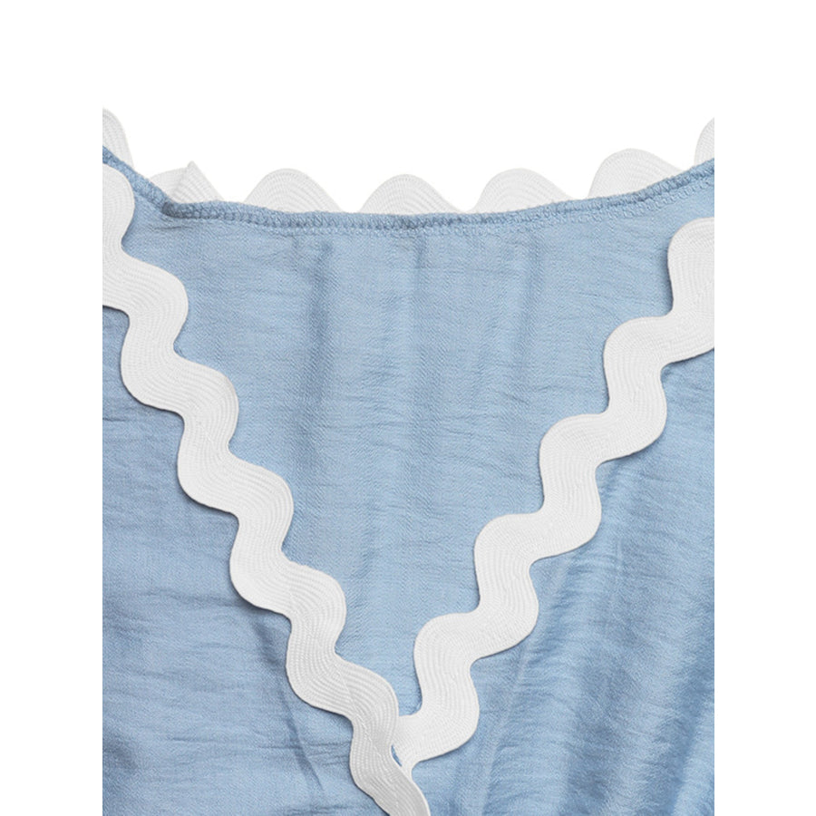 Scalloped Trim Wrap Romper Apparel and Accessories