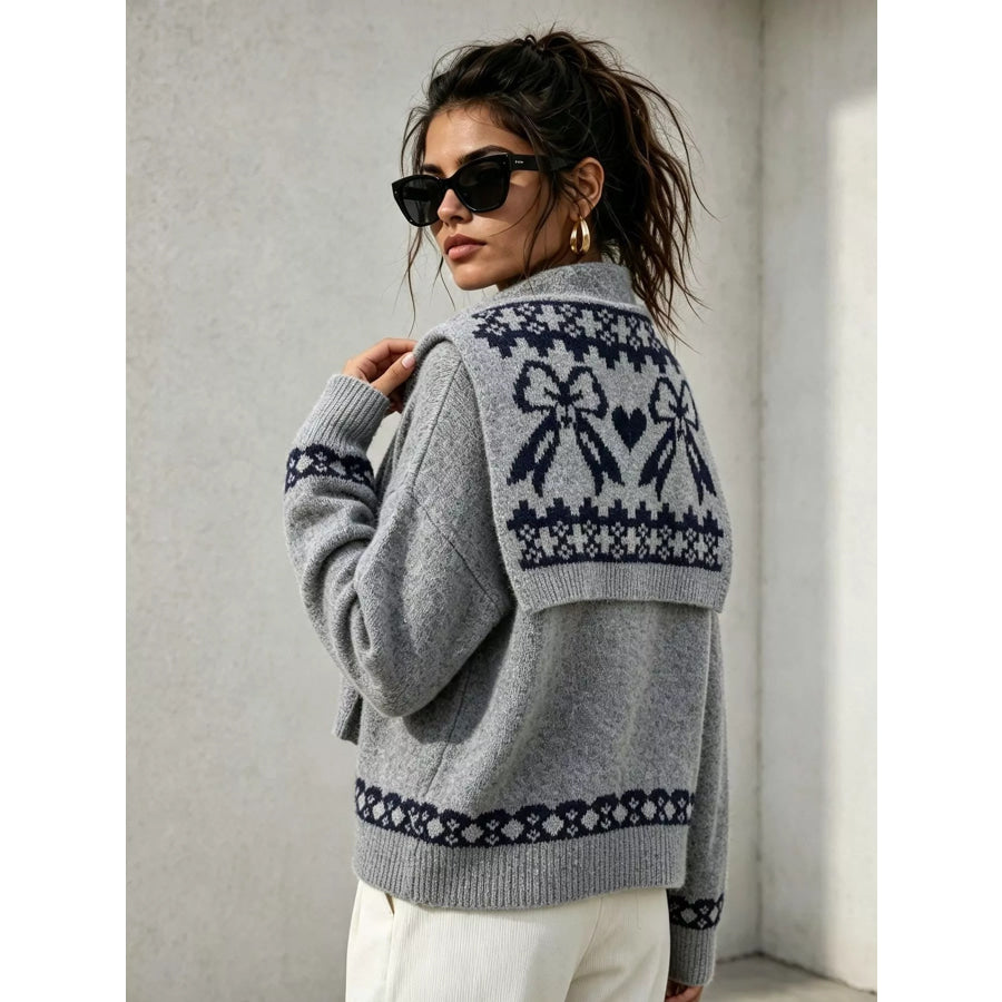 Scarf Detail Dropped Shoulder Sweater Apparel and Accessories