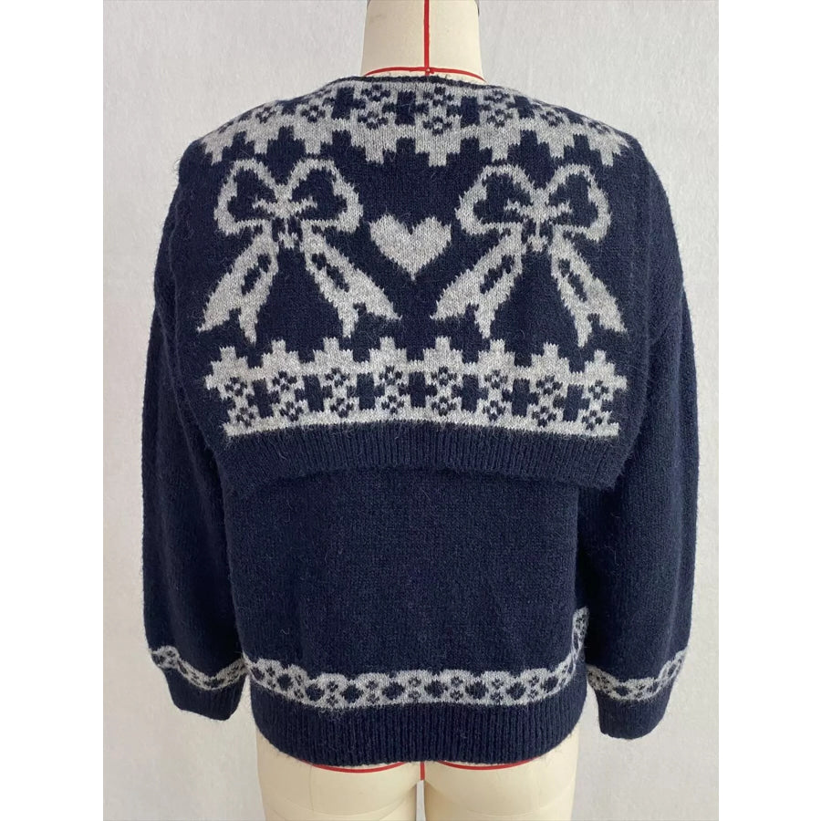 Scarf Detail Dropped Shoulder Sweater Apparel and Accessories