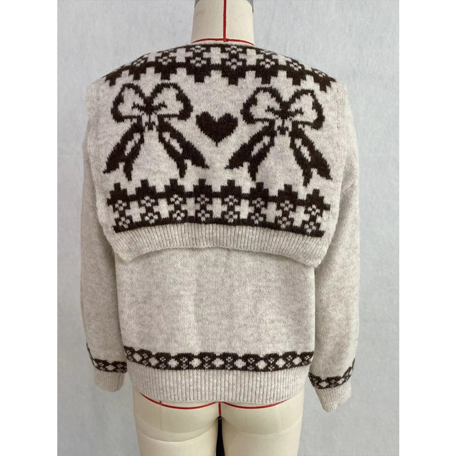 Scarf Detail Dropped Shoulder Sweater Apparel and Accessories