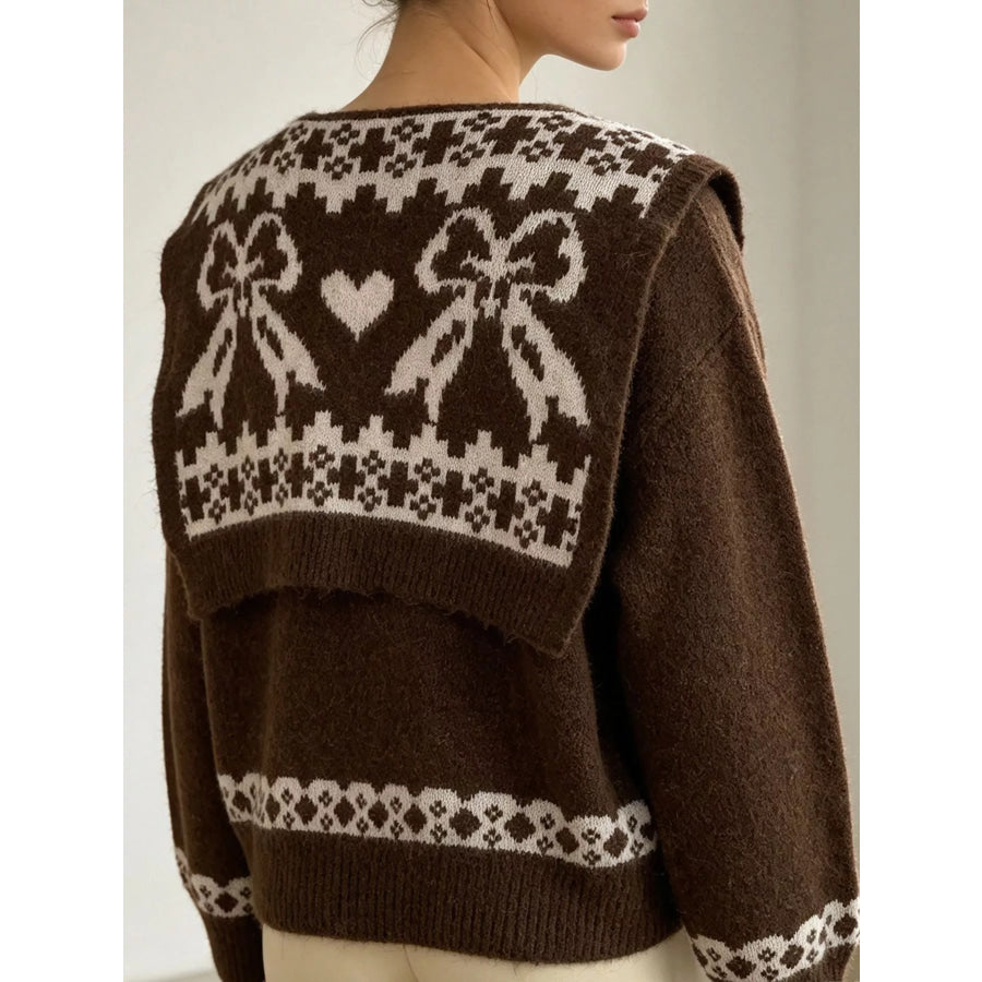 Scarf Detail Dropped Shoulder Sweater Apparel and Accessories