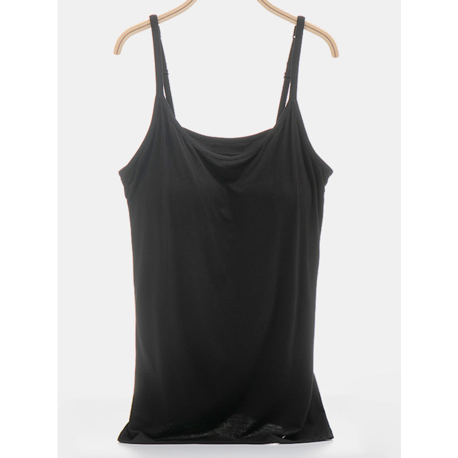 Scoop Neck Adjustable Strap Cami Black / S Apparel and Accessories