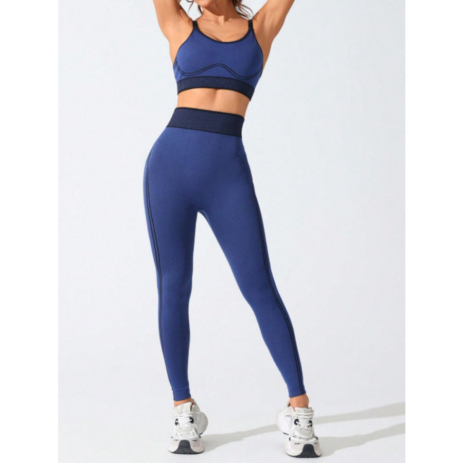 Scoop Neck Cami and High Waist Leggings Active Set Dark Blue / S Apparel and Accessories