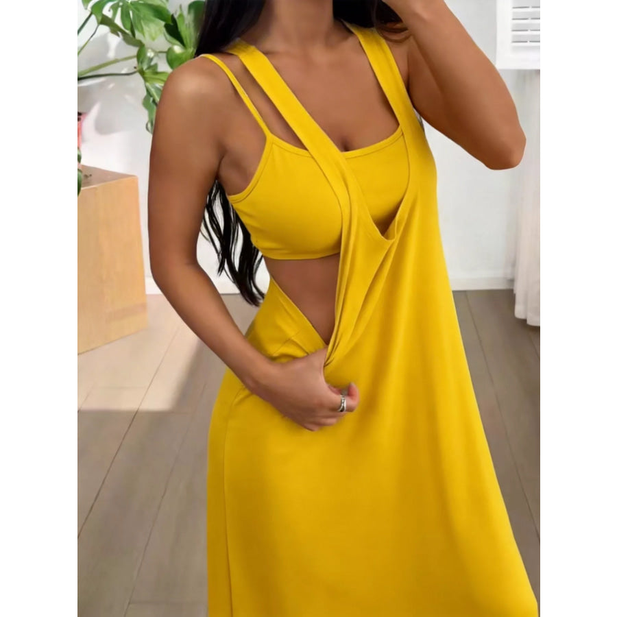 Scoop Neck Cami and Maxi Dress Set Yellow / S Apparel Accessories