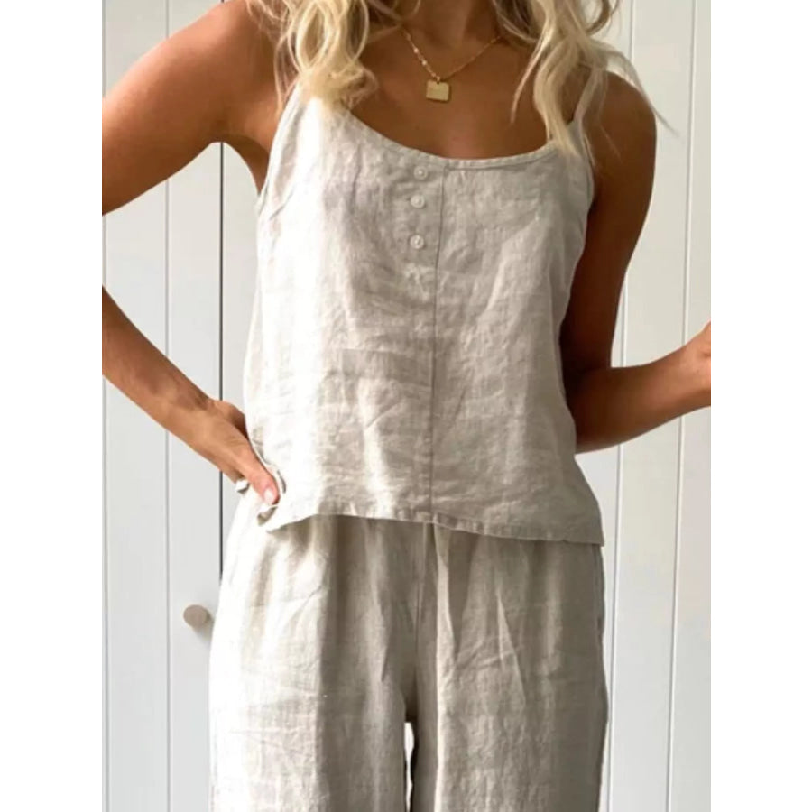 Scoop Neck Cami and Pants Set Apparel and Accessories