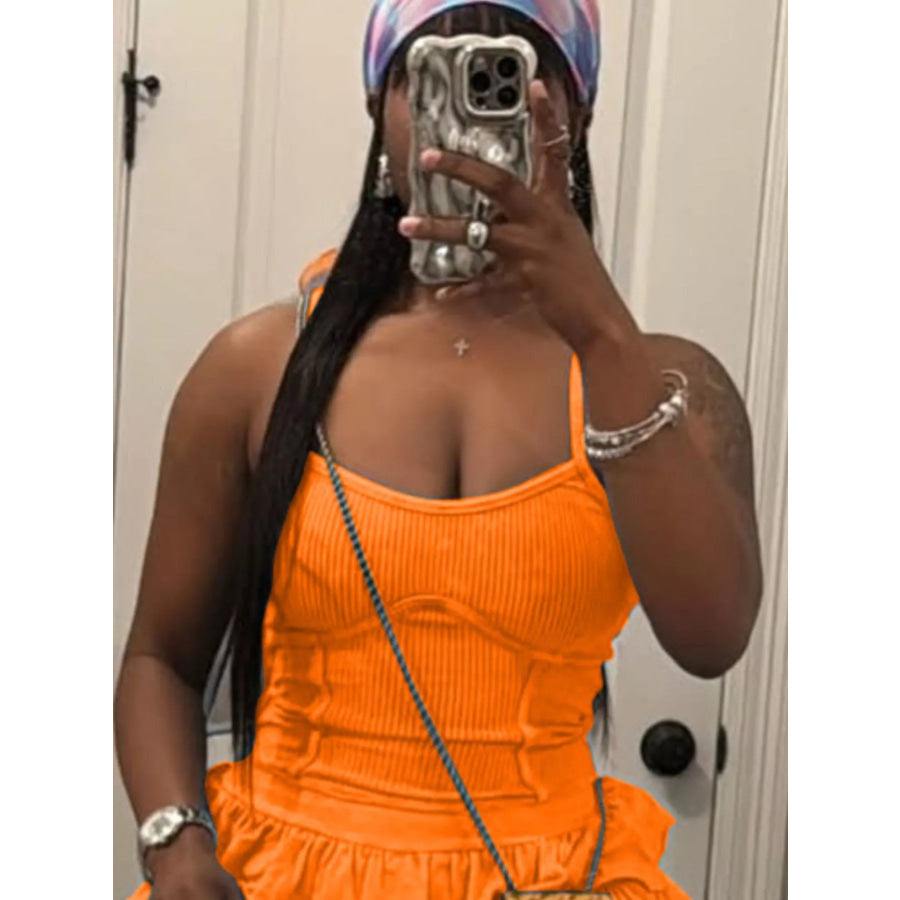 Scoop Neck Cami and Ruffled Skirt Set Apparel and Accessories