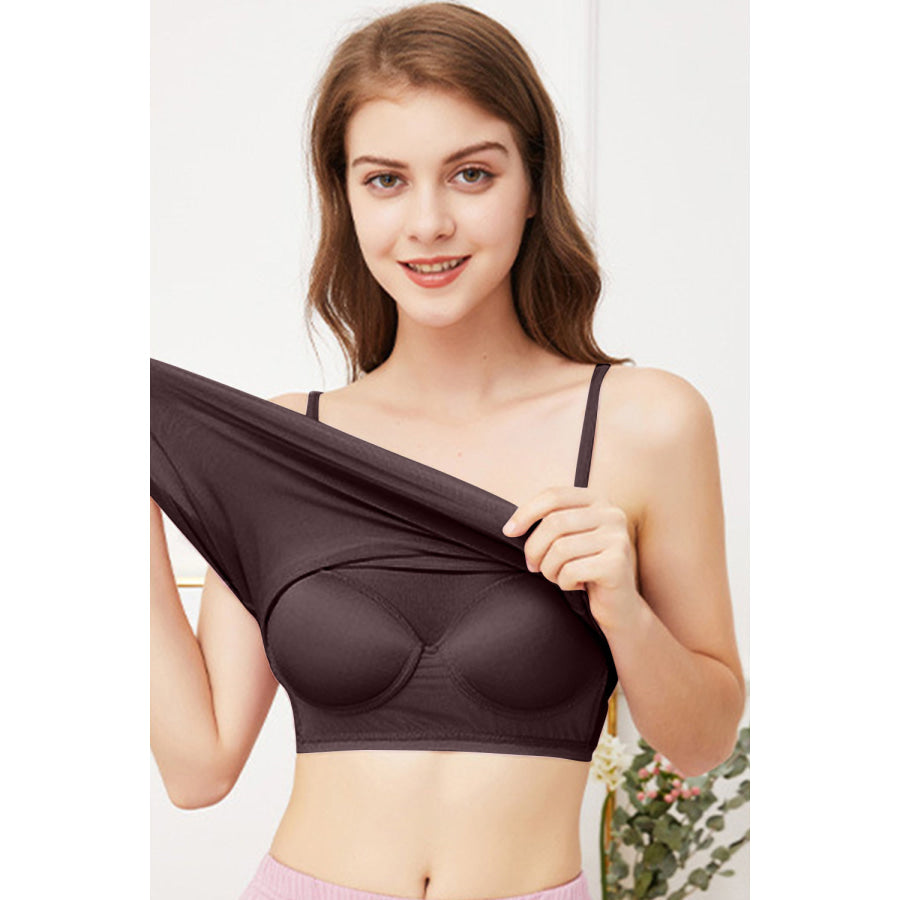Scoop Neck Cami with Bra Chocolate / M Apparel and Accessories