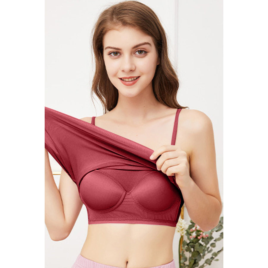 Scoop Neck Cami with Bra Scarlet / M Apparel and Accessories