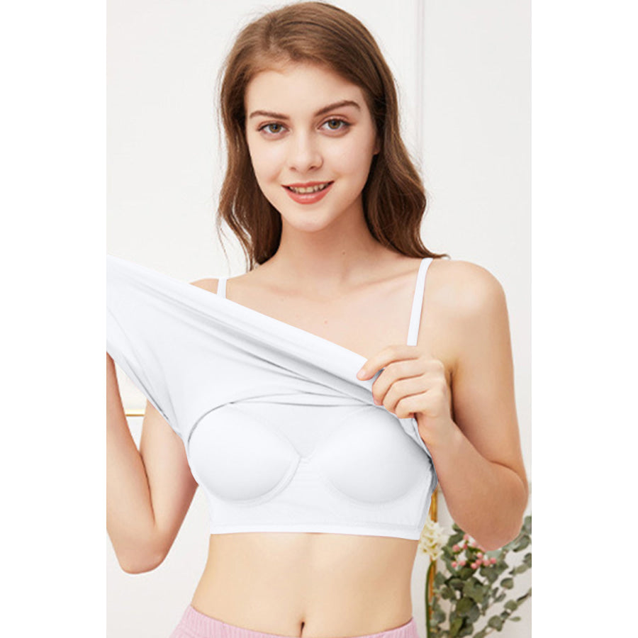 Scoop Neck Cami with Bra White / M Apparel and Accessories