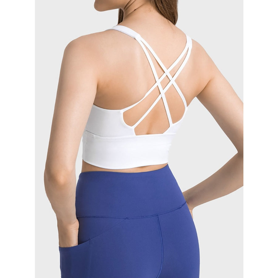 Scoop Neck Crisscross Straps Sports Bra