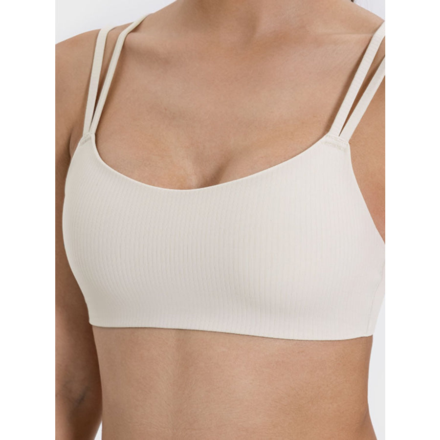 Scoop Neck Double Strap Active Cami Beige / 4 Apparel and Accessories