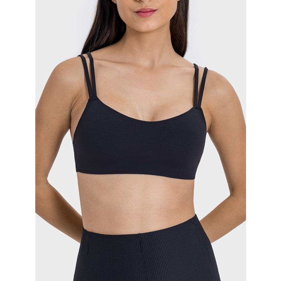 Scoop Neck Double Strap Active Cami Black / 4 Apparel and Accessories