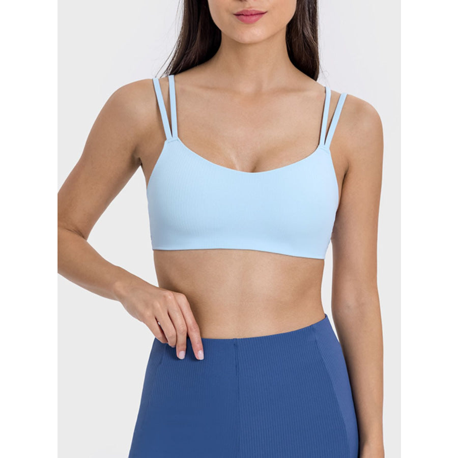 Scoop Neck Double Strap Active Cami Light Blue / 4 Apparel and Accessories