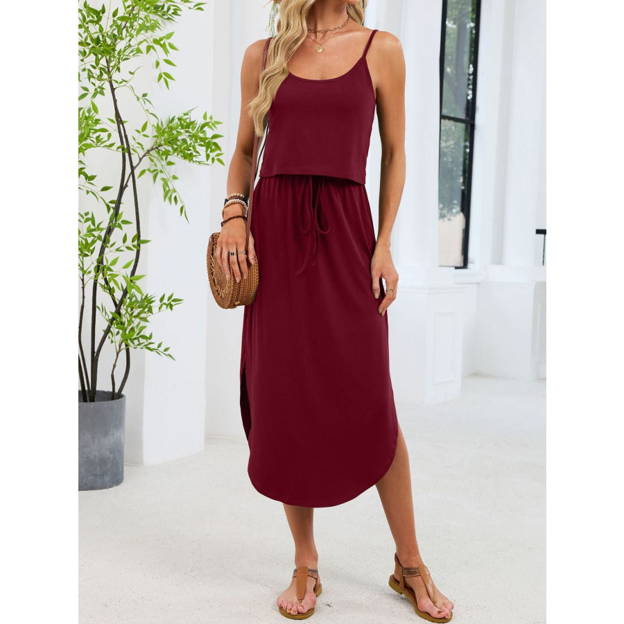 Scoop Neck Drawstring Waist Dress Apparel and Accessories