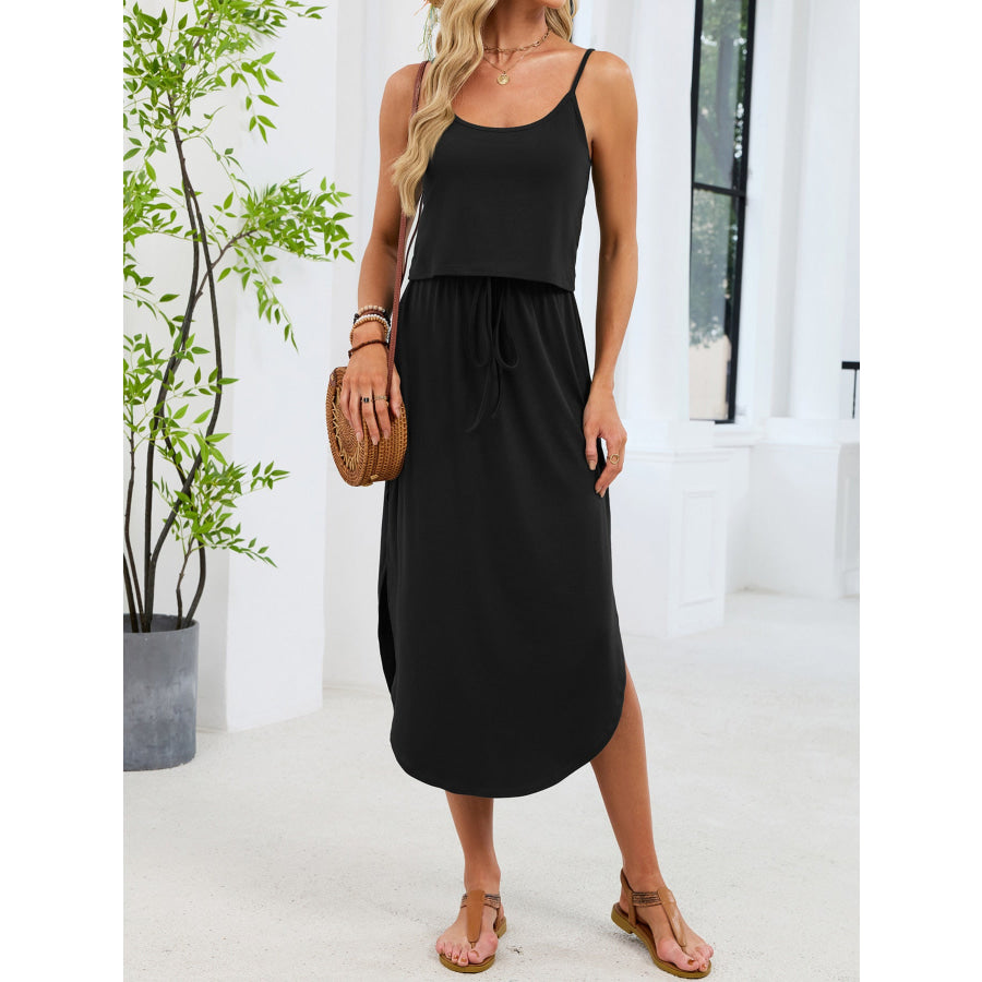 Scoop Neck Drawstring Waist Dress Apparel and Accessories
