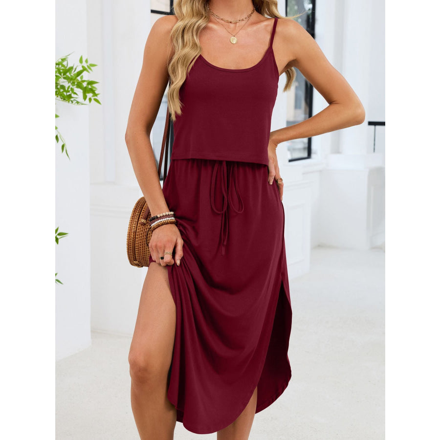 Scoop Neck Drawstring Waist Dress Apparel and Accessories
