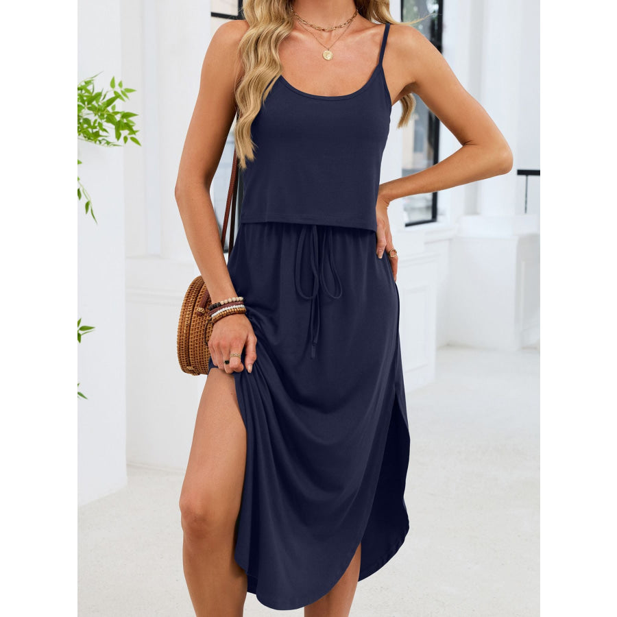 Scoop Neck Drawstring Waist Dress Apparel and Accessories
