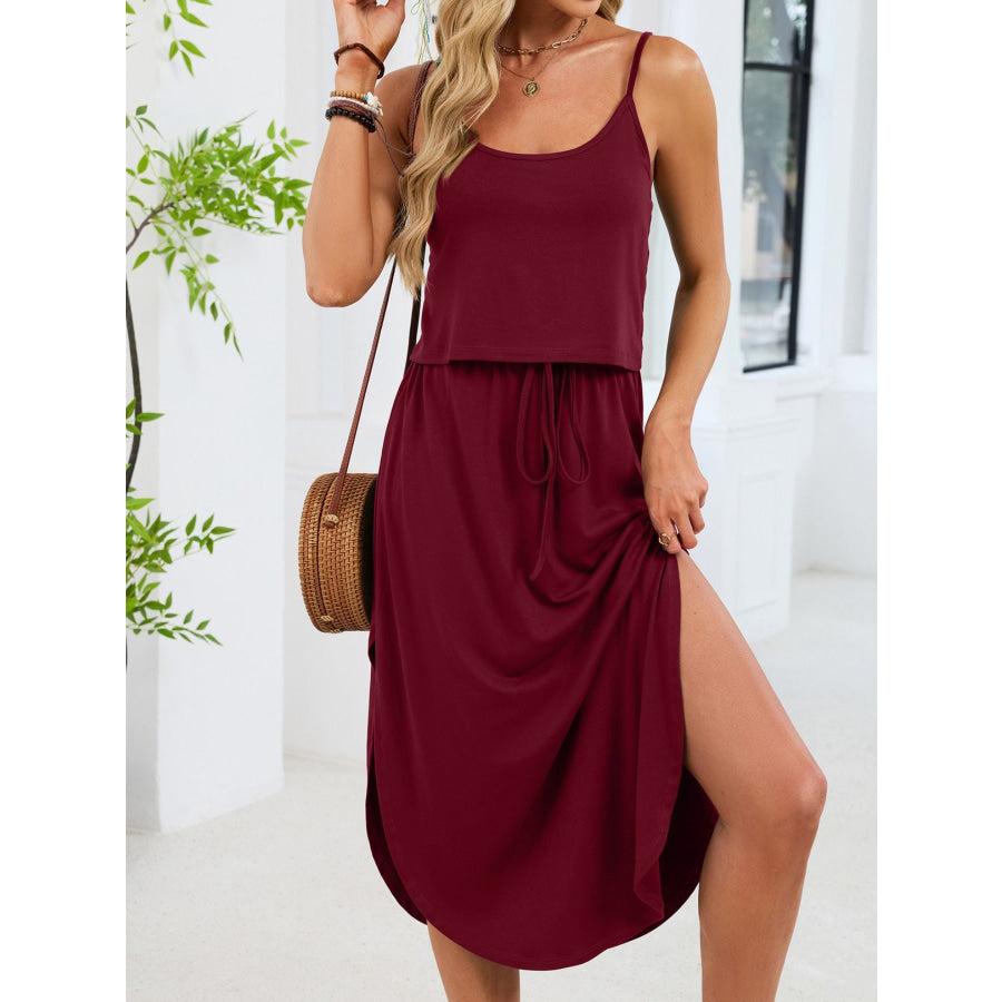 Scoop Neck Drawstring Waist Dress Apparel and Accessories