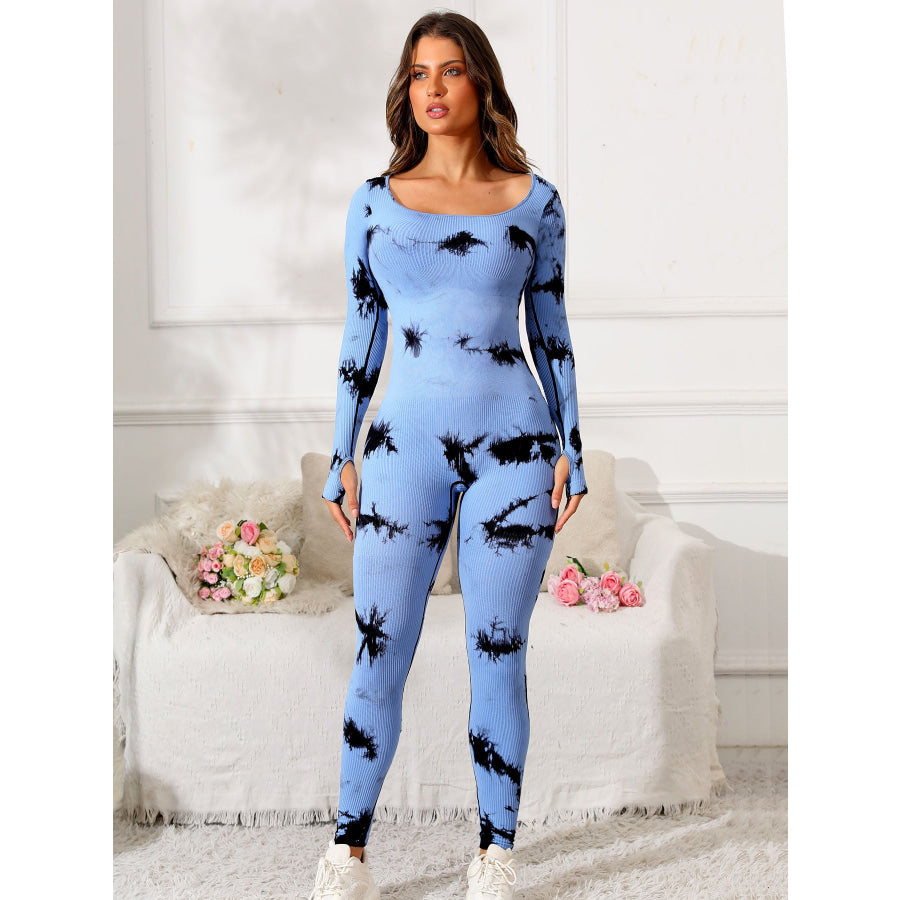 Scoop Neck Long Sleeve Active Jumpsuit Apparel and Accessories