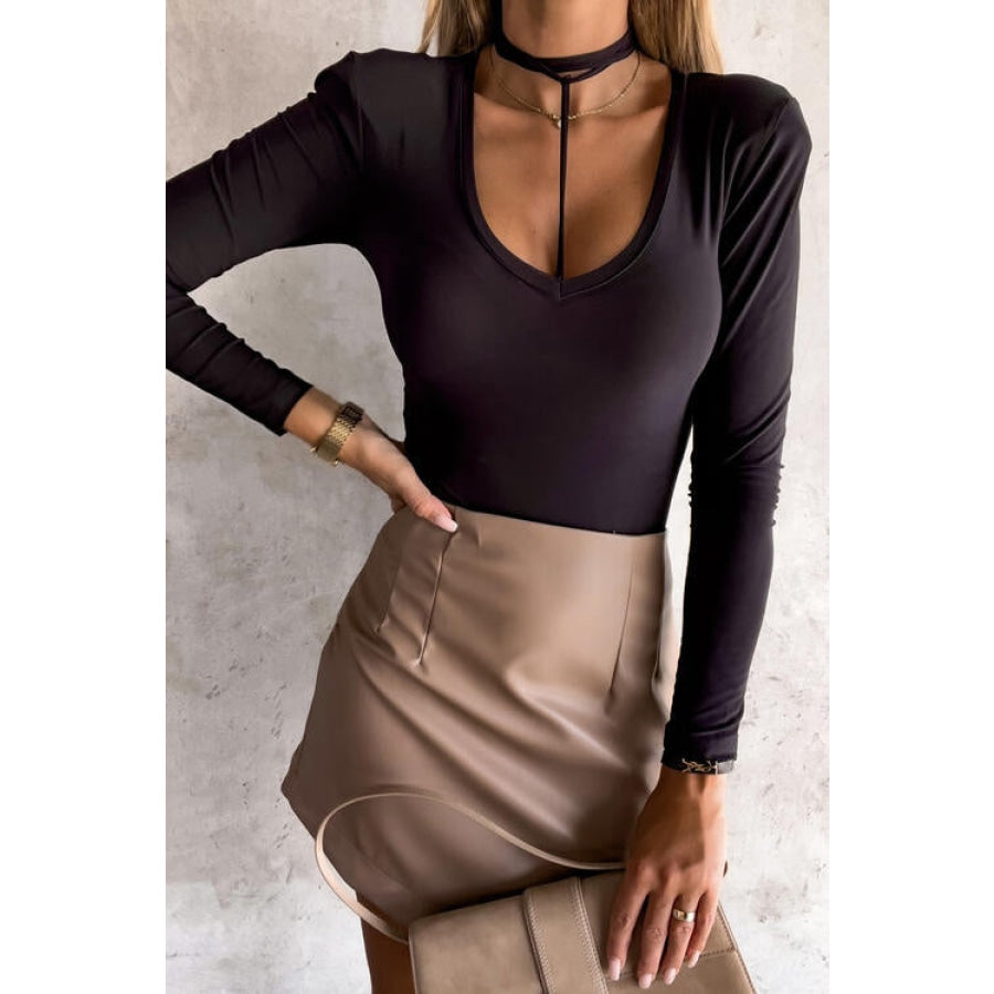 Scoop Neck Long Sleeve Bodysuit Women’s Fashion Clothing