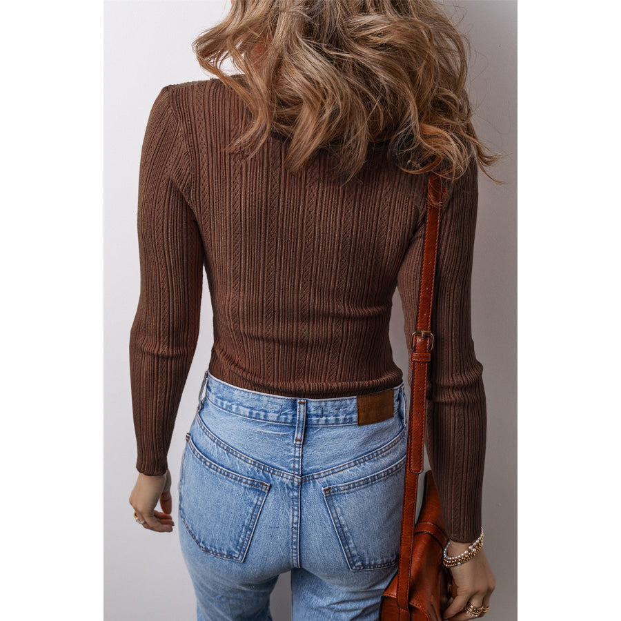 Scoop Neck Long Sleeve Knit Top Apparel and Accessories