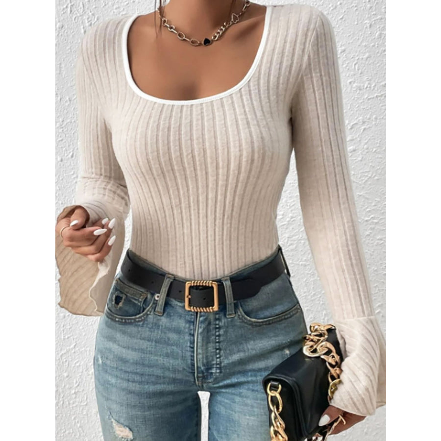 Scoop Neck Long Sleeve T-Shirt Apparel and Accessories