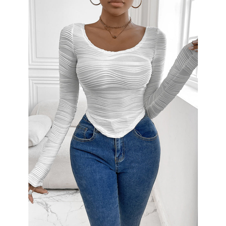 Scoop Neck Long Sleeve Top Apparel and Accessories