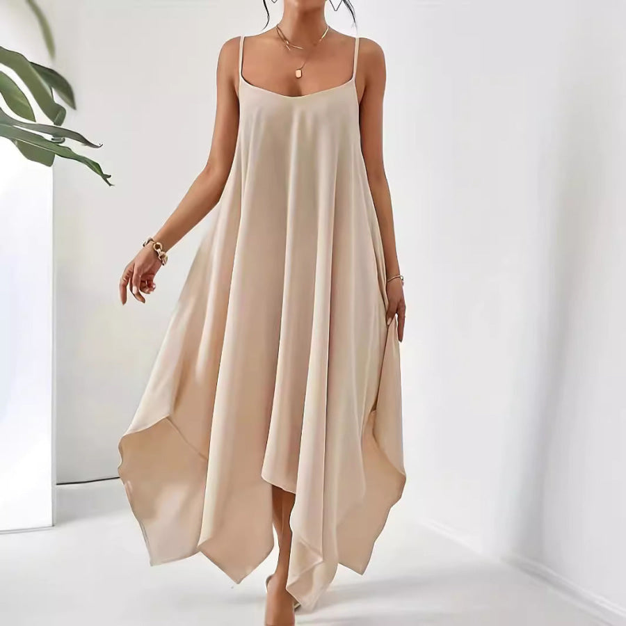 Scoop Neck Midi Cami Dress Tan / S Apparel and Accessories