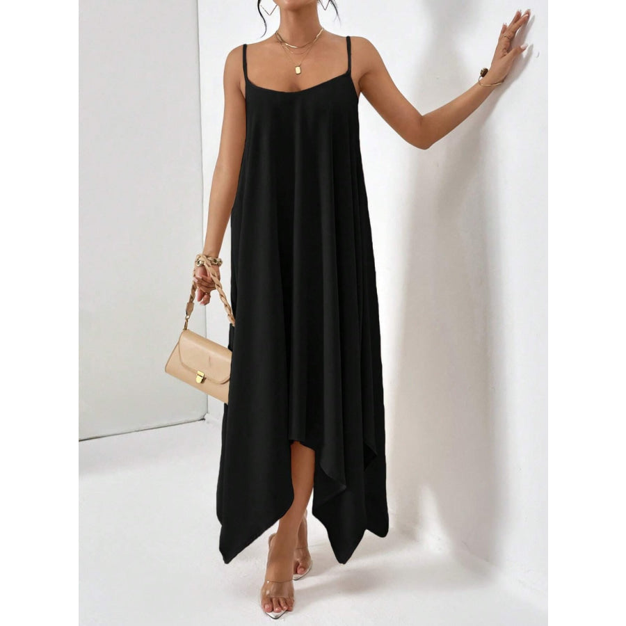 Scoop Neck Midi Cami Dress Black / S Apparel and Accessories