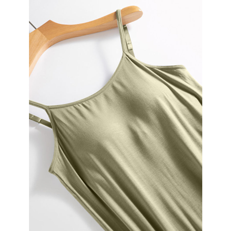 Scoop Neck Midi Cami Dress with Bra Apparel and Accessories