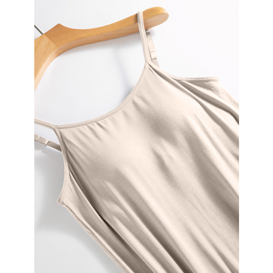 Scoop Neck Midi Cami Dress with Bra Apparel and Accessories