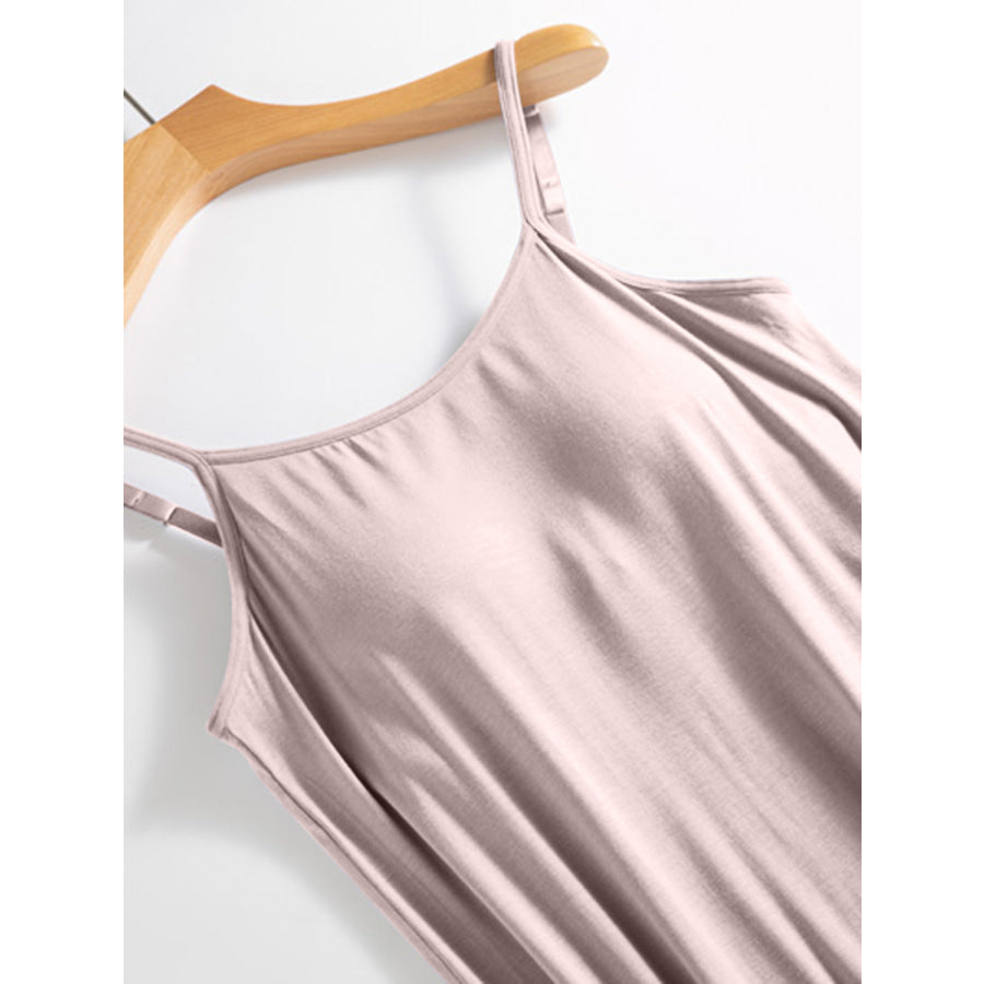 Scoop Neck Midi Cami Dress with Bra Apparel and Accessories