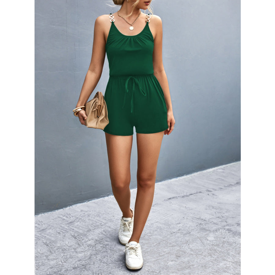 Scoop Neck Romper with Pockets Apparel and Accessories