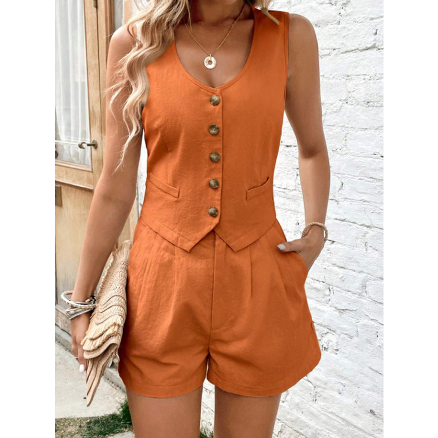 Scoop Neck Sleeveless Top and Shorts Set Apparel and Accessories