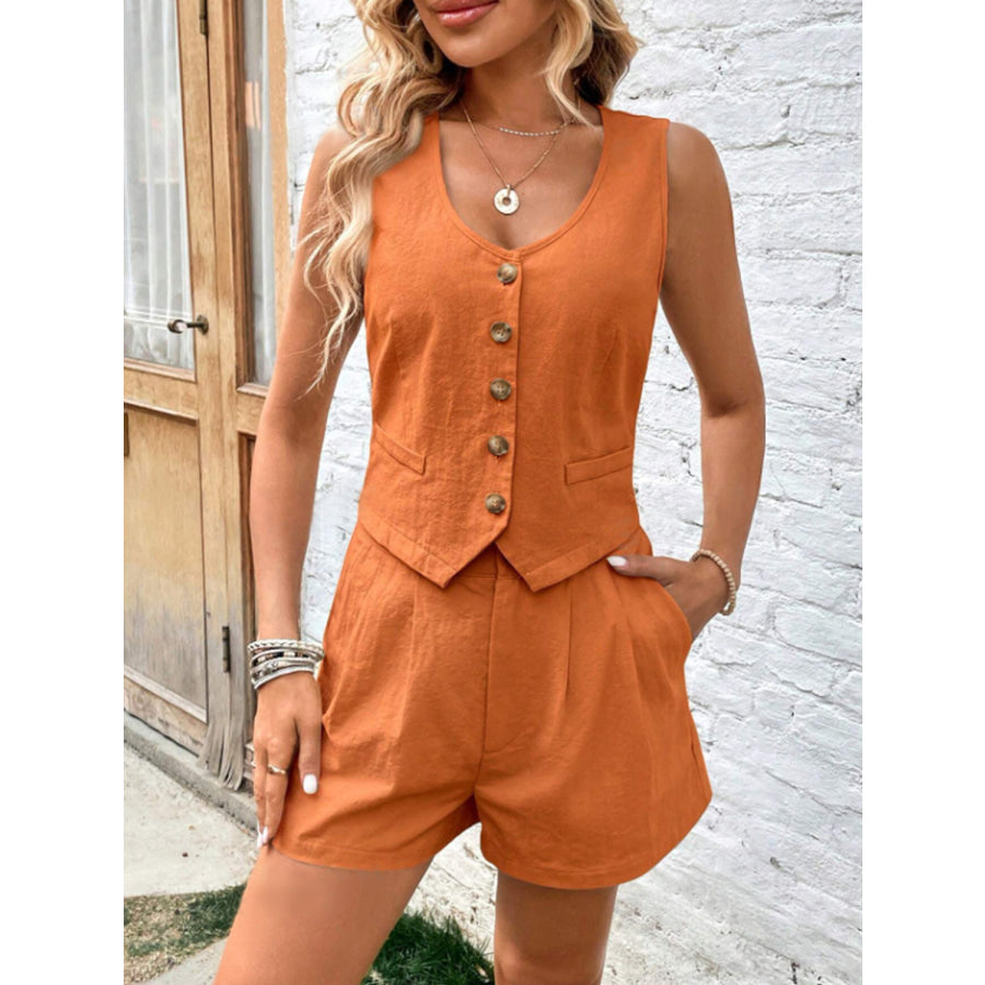 Scoop Neck Sleeveless Top and Shorts Set Apparel and Accessories