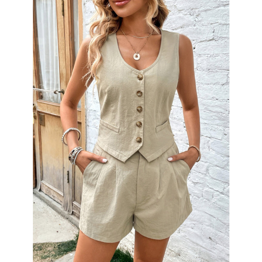 Scoop Neck Sleeveless Top and Shorts Set Apparel and Accessories