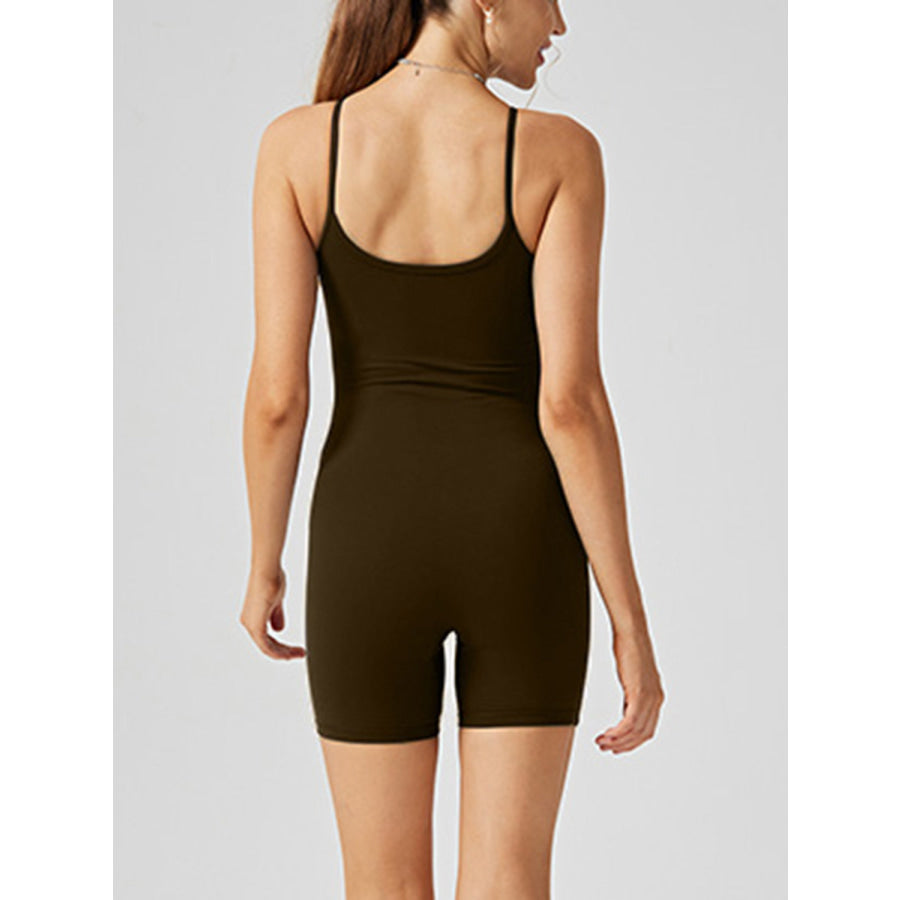 Scoop Neck Spaghetti Strap Active Romper Apparel and Accessories