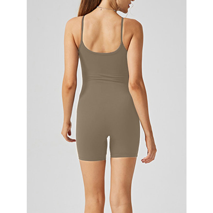 Scoop Neck Spaghetti Strap Active Romper Apparel and Accessories