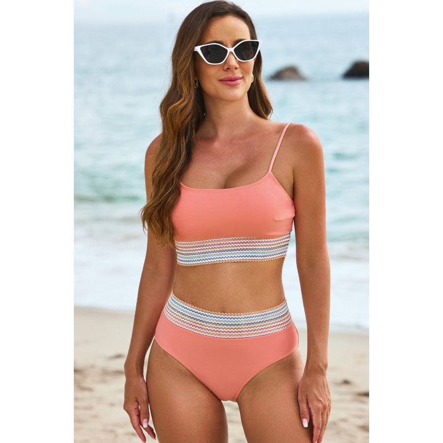 Scoop Neck Spaghetti Strap Bikini Set Apparel and Accessories