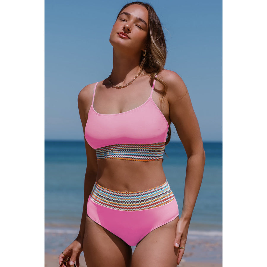 Scoop Neck Spaghetti Strap Bikini Set Apparel and Accessories