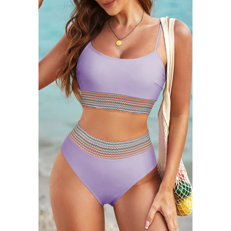 Scoop Neck Spaghetti Strap Bikini Set Lavender / S Apparel and Accessories